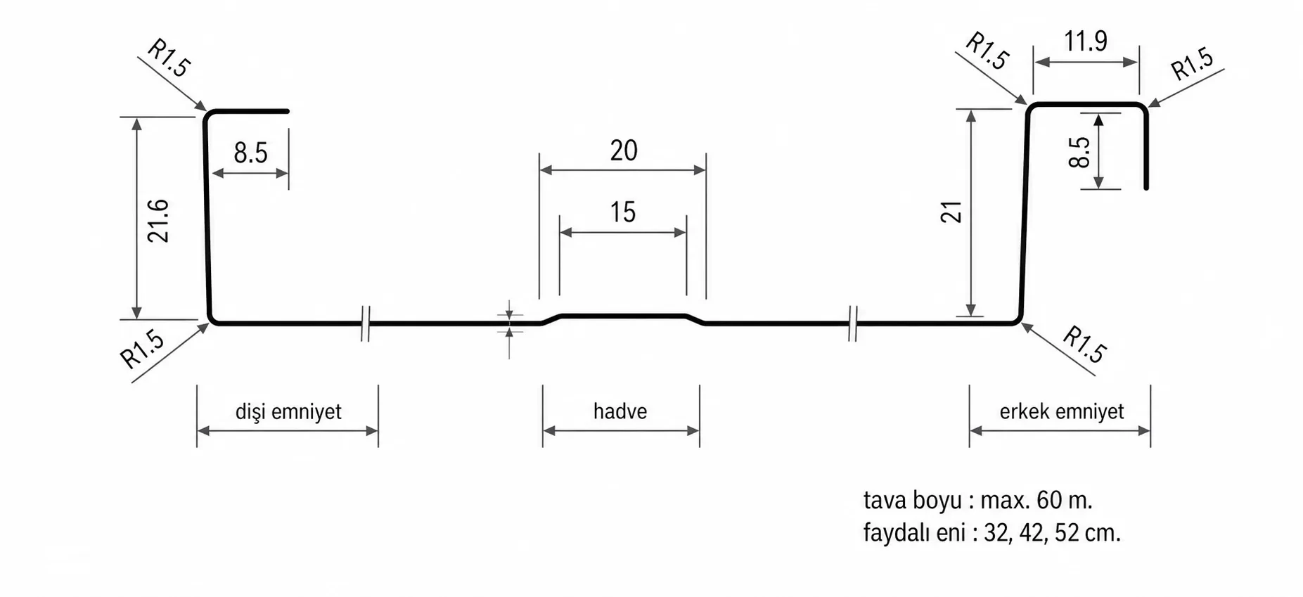 Kenet Tavası Form Ölçüleri